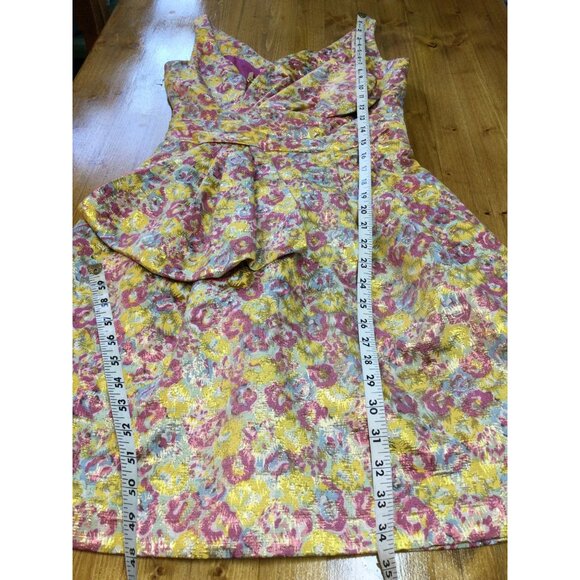 Zac Posen Target Floral Metallic Cocktail Dress Size 3 Asymmetrical Coquette - Picture 10 of 10